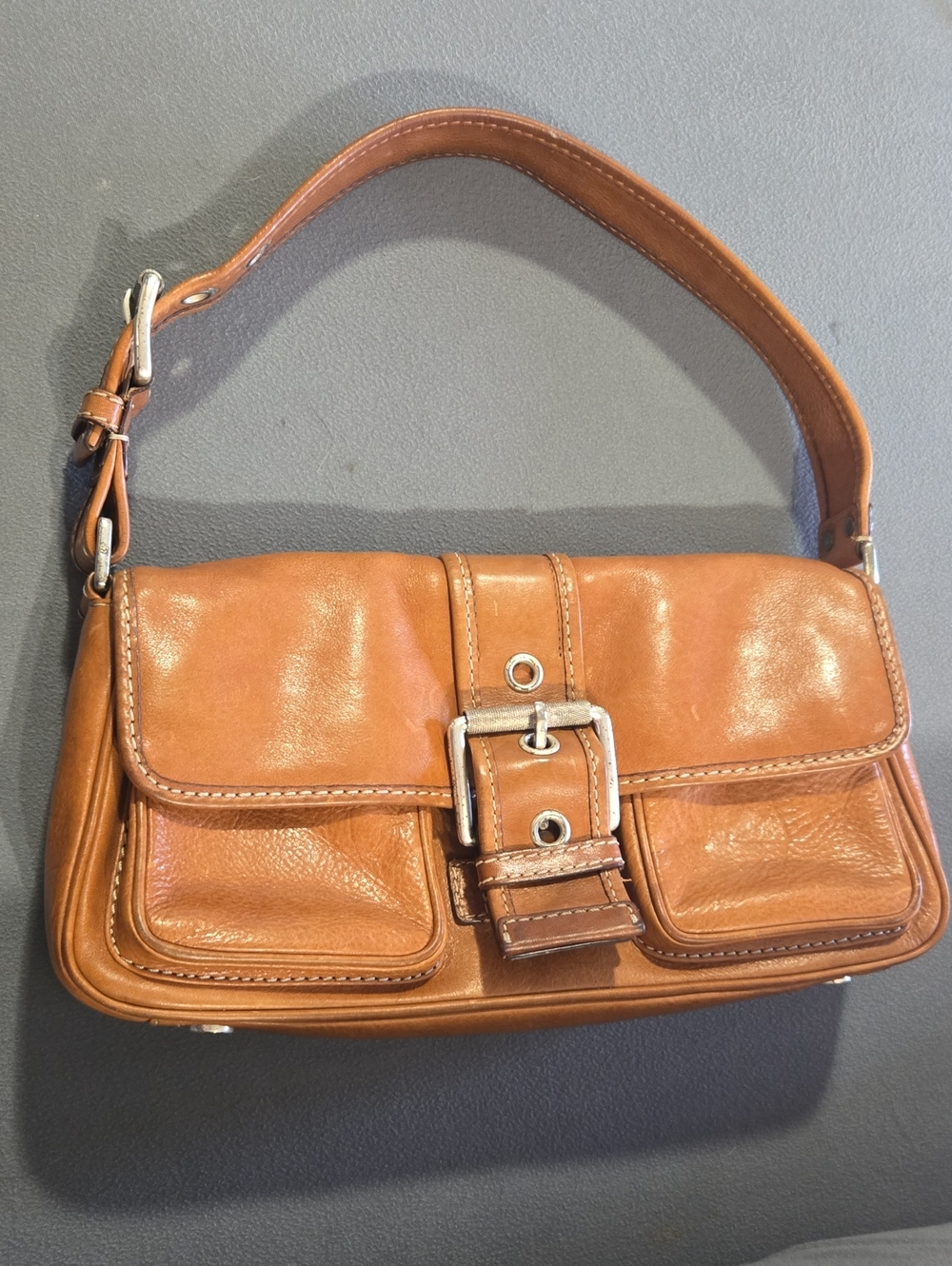Michael Kors Brown/tqn Leather Shoulder Bag with Buckle Detail